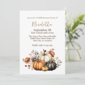 Blume und Pumpkins Herbst Einladung (Stehend Vorderseite)