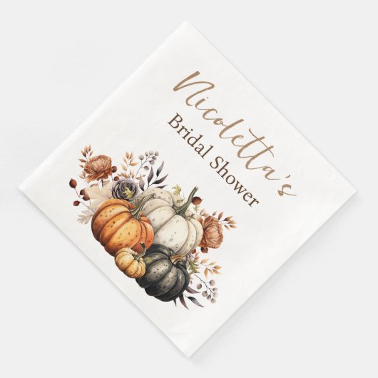 Blume und Pumpkins Herbst Serviette (Ecke)