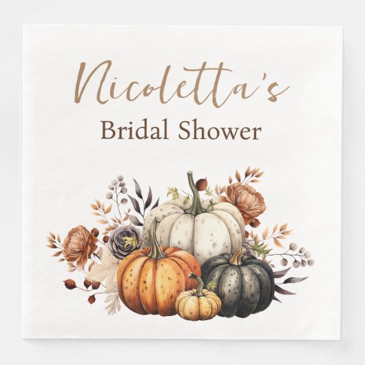 Blume und Pumpkins Herbst Serviette (Vorderseite)