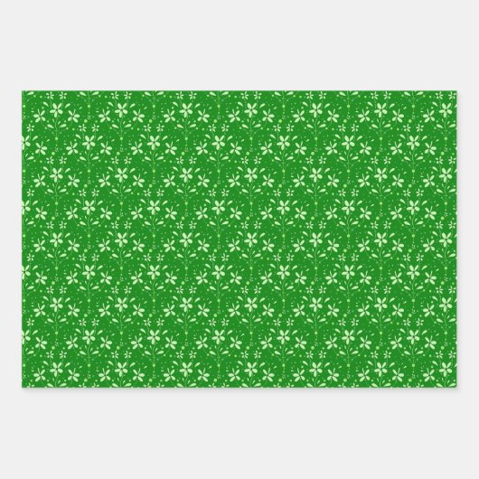 Blume und Punkte Geschenkpapier Set (Vorderseite)