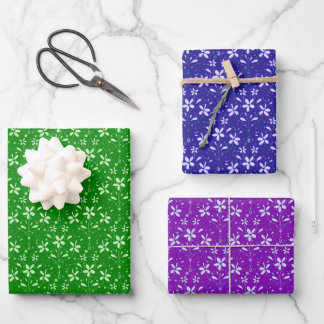 Blume und Punkte Geschenkpapier Set