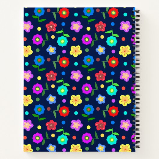 Blume und Punkte Notizblock (Rückseite)