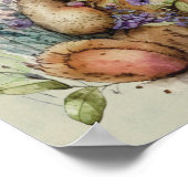 Blume und Punkte von Braunteddy-Bären Poster (Ecke)