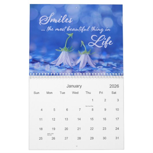 Blume und Quotes Wall Calendar Kalender (Jan 2026)