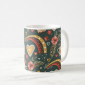 Blume und Rainbows Boho Pattern Kaffeetasse (VorderseiteRechts)