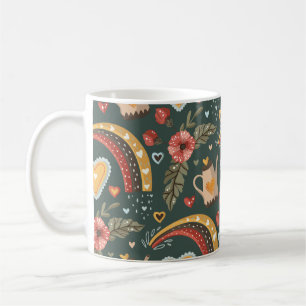 Blume und Rainbows Boho Pattern Kaffeetasse