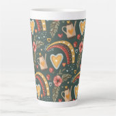 Blume und Rainbows Boho Pattern Milchtasse (Vorderseite)