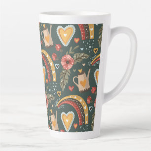 Blume und Rainbows Boho Pattern Milchtasse