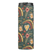 Blume und Rainbows Boho Pattern Thermosbecher (Rückseite)