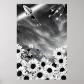 Blume und Raum, Weltraumkunst Poster (Vorne)