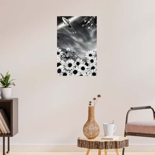 Blume und Raum, Weltraumkunst Poster (Wohnzimmer 3)