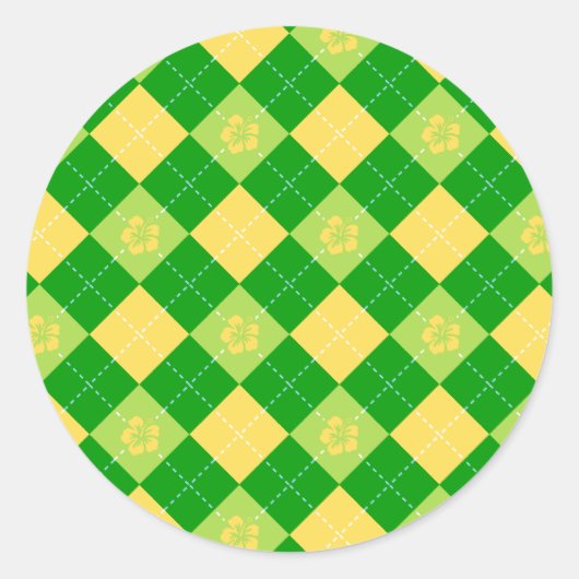 Blume und Raute Runder Aufkleber (Vorderseite)