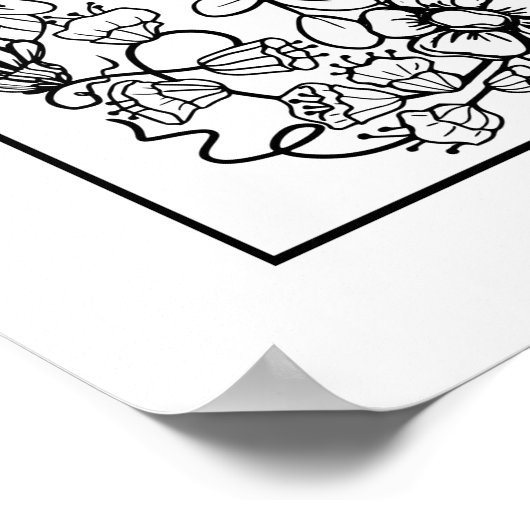 Blume und Reben Schöne Farbgebung Poster (Ecke)