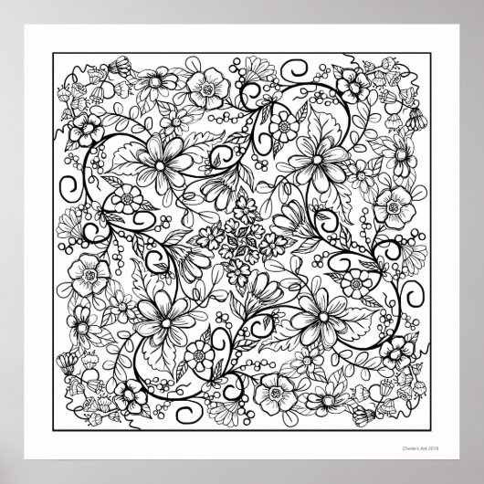 Blume und Reben Schöne Farbgebung Poster (Vorne)