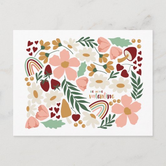 Blume und Regenbogen Valentine Postkarte (Vorderseite)