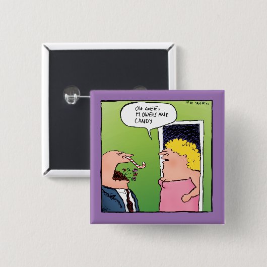 Blume und romantischer Cartoon Button (Vorne & Hinten)