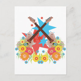 Blume und rosa Gitarren Postkarte