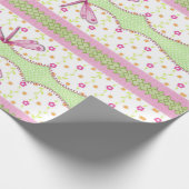 Blume und rosa Libellen Geschenkpapier (Ecke)