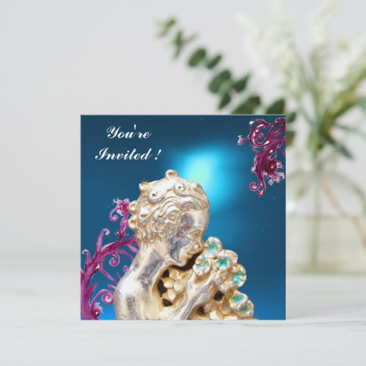 Blume und rosa Wirbel in blau, süß 16 Party Einladung (Stehend Vorderseite)