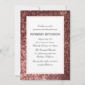 Blume und Rose Gold Glitzer Foto Abschluss Einladung (Rückseite)