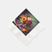 Blume und Rot/Weißband, Cocktailpapier Serviette (Ecke)