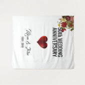 Blume und Rotes Herz Wandteppich (Vorderseite (Horizontal))