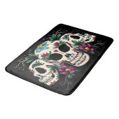 Blume und Schädel Badematte (Schrägansicht)