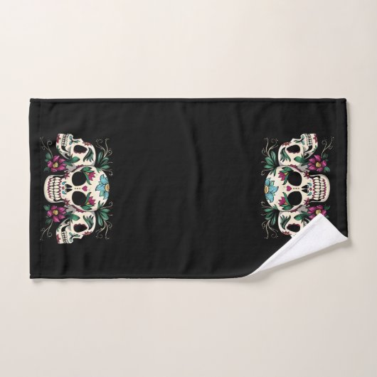 Blume und Schädel Badhandtuch Set (Handtuch)