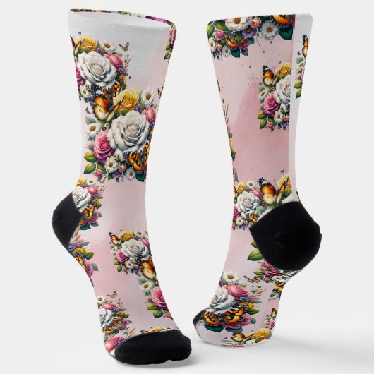 BLUME UND SCHALTFLÄDEN SOCKEN (Gewinkelt)