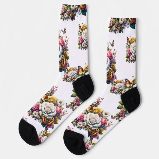 BLUME UND SCHALTFLÄDEN SOCKEN (Linkes Detail)