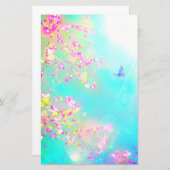 Blume und Schmetterling blühend rosa niedlich Briefpapier (Vorne/Hinten)