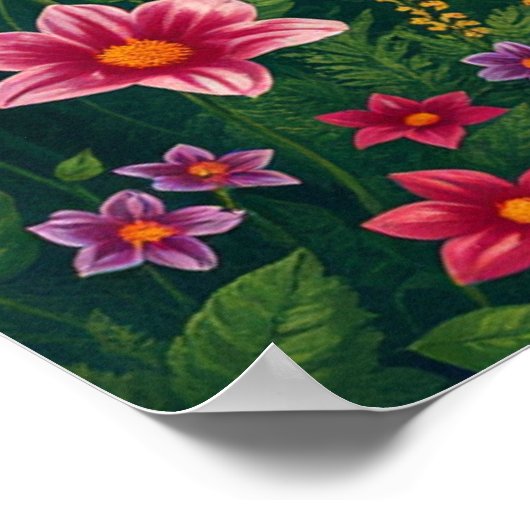 Blume und Schmetterling im verzauberten Regenwald Poster (Ecke)