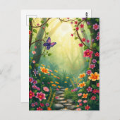 Blume und Schmetterling im verzauberten Regenwald Postkarte (Vorne/Hinten)