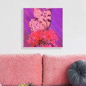 Blume und Schmetterling in Rosa und Lila Leinwanddruck (Insitu (Wohnzimmer))