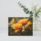 Blume und Schmetterling Postkarte (Stehend Vorderseite)