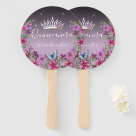 Blume und Schmetterling Quinceanera Lila Hand Fan Fächer