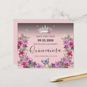 Blume und Schmetterling Quinceanera Save the Date