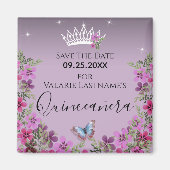 Blume und Schmetterling Quinceanera Save the Date Magnet (Vorne)