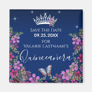 Blume und Schmetterling Quinceanera Save the Date Magnet
