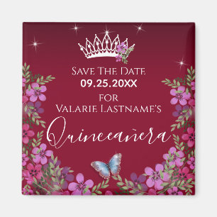 Blume und Schmetterling Quinceanera Save the Date  Magnet