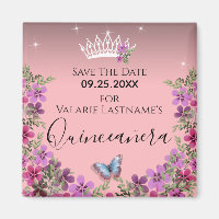 Blume und Schmetterling Quinceanera Save the Date