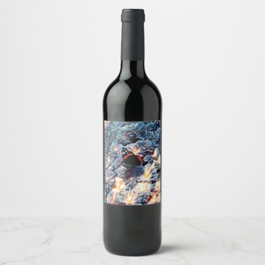 Blume und Schmetterling Weinetikett (Vorderseite)