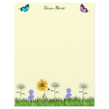 Blume und Schmetterlinge 8,5 x 11 Stationery