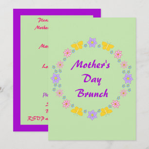 Blume und Schmetterlinge am Muttertag Brunch Einladung