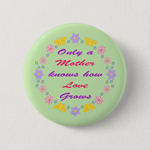 Blume und Schmetterlinge am Muttertag Button