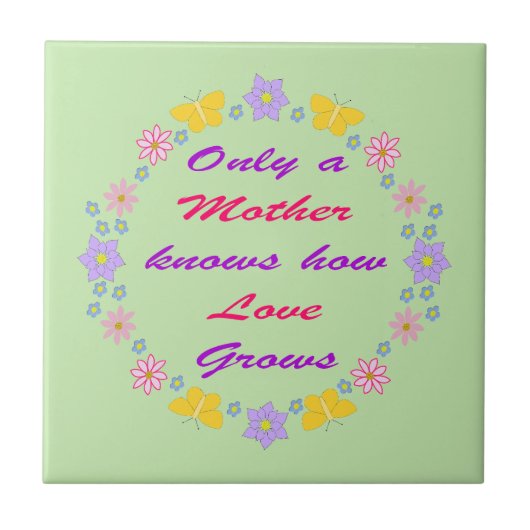 Blume und Schmetterlinge am Muttertag Fliese (Vorderseite)