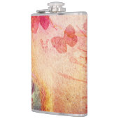 Blume und Schmetterlinge Aquarell, Hüftkolben Flachmann (Links)