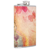 Blume und Schmetterlinge Aquarell, Hüftkolben Flachmann (Rechts)