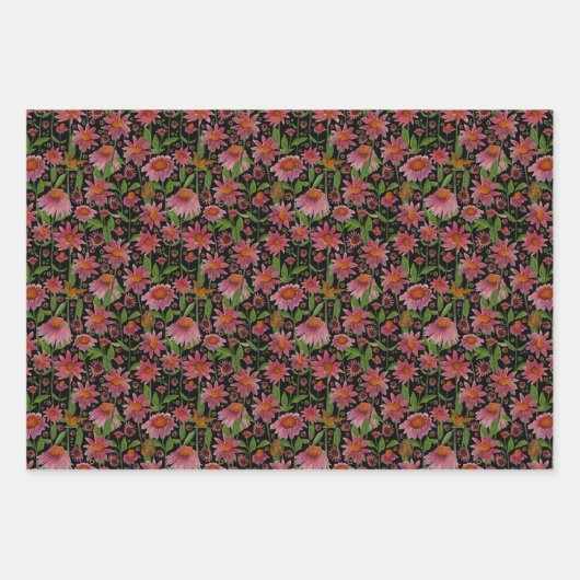 Blume und Schmetterlinge aus Blumenkone Geschenkpapier Set (Vorderseite)