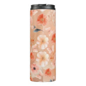 Blume und Schmetterlinge aus Orange und Pfirsich Thermosbecher (Rückseite)